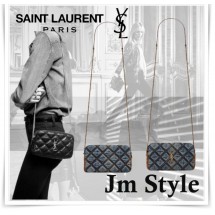 Saint Laurent-Monogram Street Style Plain Leather Logo Shoulder Bags