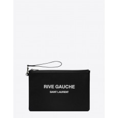 RIVE GAUCHE ZIPPERED POUCH IN BIAS CANVAS