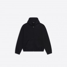 블랙 앤드 화이트 헤비 플리스 Zip-Up Hoodie Oversize 핏