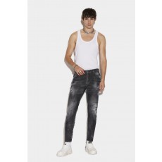 Black Ripped Knee Wash Skater Jeans