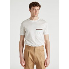 Men's White 'Signature Stripe' Pocket T-Shirt