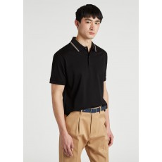 Black Polo Shirt With 'Signature Stripe' Tipping