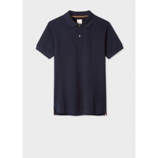 Men's Slim-Fit Dark Navy Cotton-Piqué Polo Shirt With 'Artist Stripe' Placket