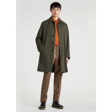 Dark Green Cotton-Blend Overcoat