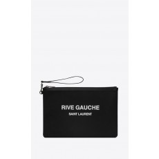 RIVE GAUCHE ZIPPERED POUCH IN BIAS CANVAS